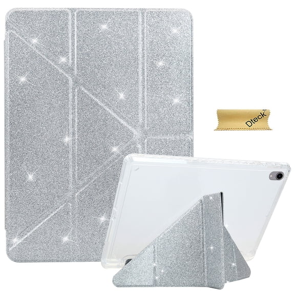 Dteck Case for iPad 6th / 5th Generation (2018 2017 Model, 9.7 Inch), iPad Air 2 / Air 1 (9.7 Inch) Case with Pencil Holder, Sparkly Glitter Cover with Clear TPU Back for Kids Girls,Silver