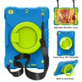 thumbnail image 1 of Dteck Case for iPad 9.7" 2018/2017, Heavy Hybrid Rugged Shockproof Case with Handle Kickstand/Adjustable Shoulder Strap for iPad 6th Gen/iPad 5th Gen 9.7", Blue+Green, 1 of 7
