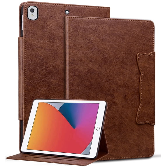 Dteck Case for iPad 9th 8th 7th Gen 10.2”/iPad Air 3rd Gen/iPad Pro 10.5”,Magnetic PU Leather Smart Auto Wake/Sleep Folio Stand Case Card Slots Cover,Brown
