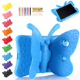 thumbnail image 1 of Dteck Case for iPad 9th/8th/7th Gen, iPad 10.2 Kids Case, iPad Pro 10.5/iPad Air 3 Case, Light Weight Shockproof EVA Foam Protective Tablet Cover Handle Stand Butterfly Child Friendly Case, Blue, 1 of 4