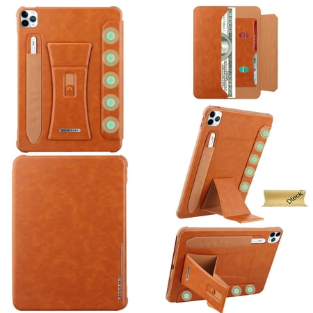 Dteck Case for iPad 9th/8th/7th Generation 10.2" Business Style, Strong Magnetic Auto Sleep Shockproof Case with Absorbing Multi-Angles Stand, Pen Holder, Card Slot, Brown
