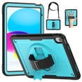 thumbnail image 1 of Dteck Case for iPad 9th/ 8th/ 7th Generation 10.2", Military Grade Shockproof Rugged Case with 360°Rotating Stand, Hand/Shoulder Strap and Pen Holder,Light Blue, 1 of 10