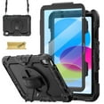 thumbnail image 1 of Dteck Case for iPad 9th/ 8th/ 7th Generation 10.2", Shockproof with Screen Protector, Pencil Holder 360° Rotating Hand Strap Shoulder Strap & Stand, for iPad 10.2 inch 2021-2019,Black, 1 of 6
