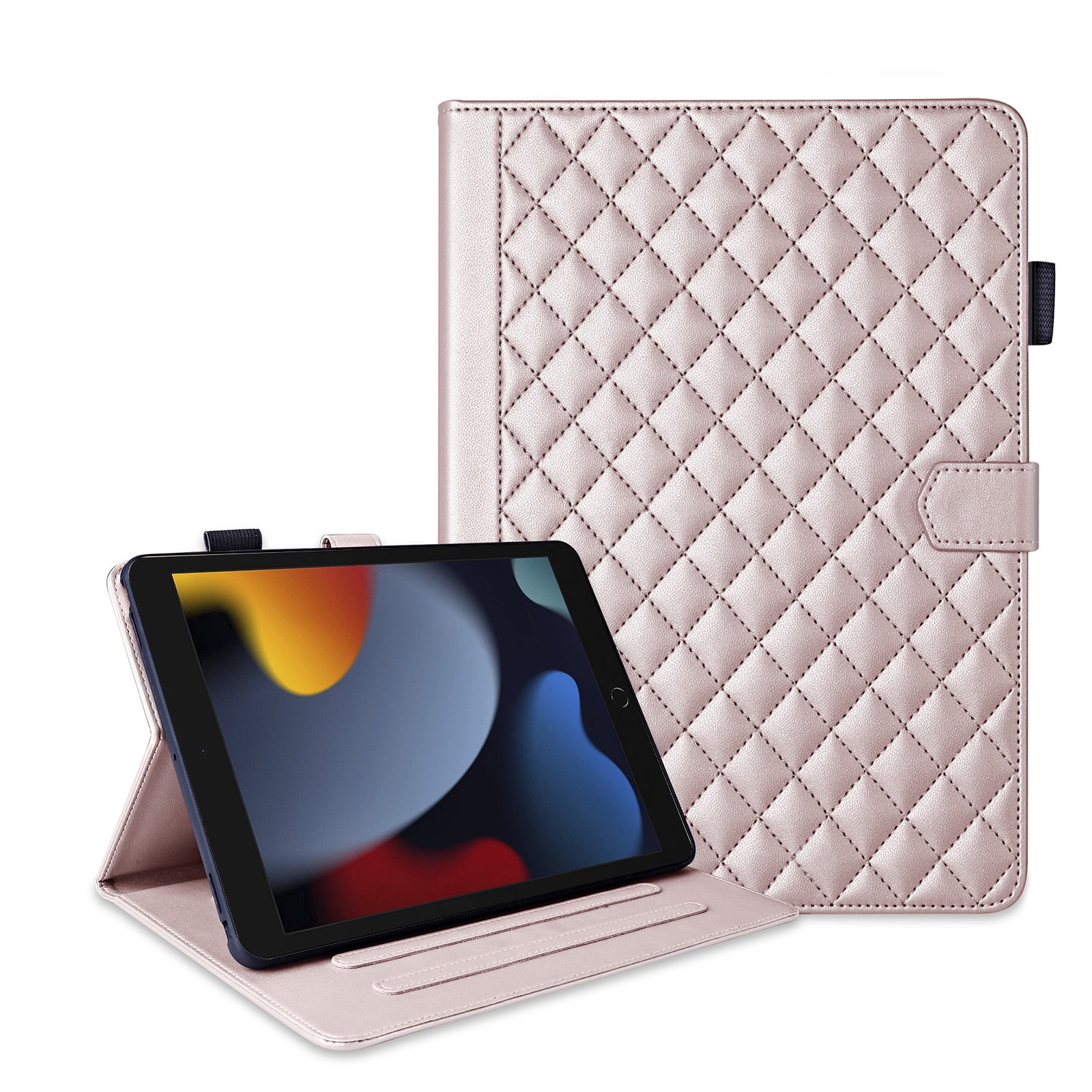 Dteck Case for iPad 9th 8th 7th Generation 10.2 inch,iPad Air 3rd Gen/iPad Pro 10.5" Magnetic PU Leather Smart Auto Wake/Sleep Folio Stand Case Card Slot Pencil Holder Cover,Rosegold