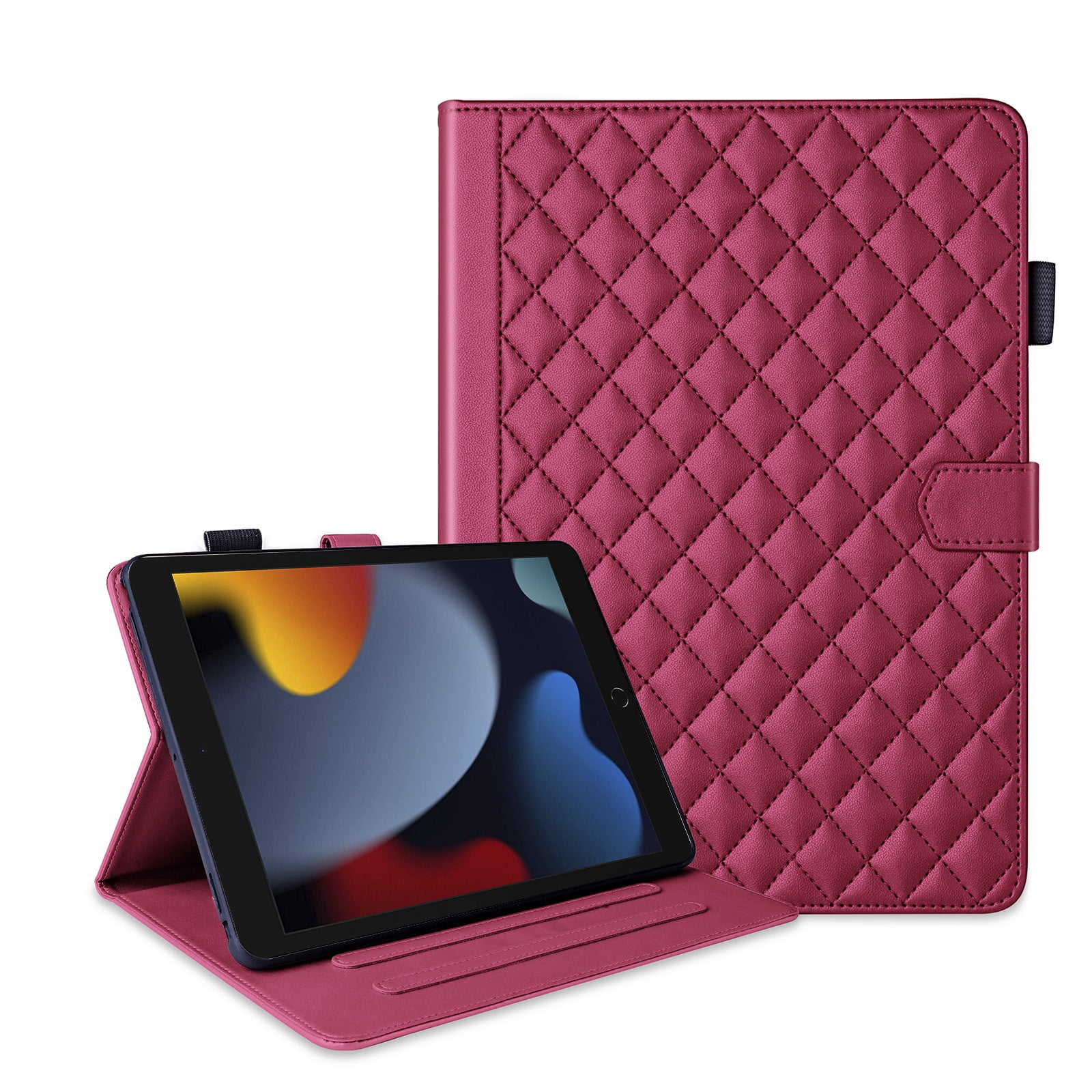 Dteck Case for iPad 9th 8th 7th Generation 10.2 inch,iPad Air 3rd Gen/iPad Pro 10.5" Magnetic PU Leather Smart Auto Wake/Sleep Folio Stand Case Card Slot Pencil Holder Cover,Red