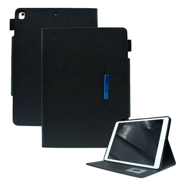 Dteck Case for iPad 9th 8th 7th Generation,Magnetic Leather Smart Case Card Slots Wallet Shockproof Rubber Kickstand Cover for iPad 10.2 inch 2021/2020/2019,Black