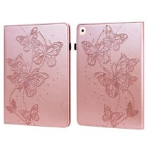 Dteck Case for iPad 9th Generation 10.2 inch 2021,iPad 8th Gen 2020 Smart Butterfly Pattern Leather Card Holder Wallet Case Kickstand Hybrid Rubber Folio Flip Cover for iPad 7th Gen 10.2" 2019,Pink