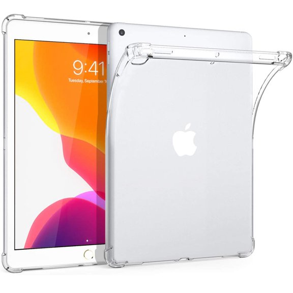 Dteck Case for iPad 9th Generation 10.2-inch, Shockproof Slim Clear iPad 8th/7th Gen 10.2" Cover Ultra Thin Soft TPU Silicone Transparent, Four Corners Drop-Resistant Protective Shell