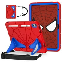 Dteck Case for iPad 9th Generation/iPad 8th 7th Generation 10.2 inch 2021/2020/2019 Heavy Duty Shockproof Rugged Protective Cover 10.2" with Stand Shoulder Strap for Kids,Red   Blue