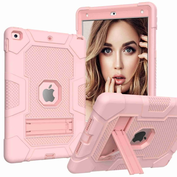 Dteck Case for iPad 9th Generation / iPad 8th Generation / iPad 7th Generation (10.2 Inch, 2021/2020/2019 Model), Slim Heavy Duty Shockproof Rugged Protective Case for iPad 10.2 inch, Rosegold