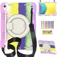 thumbnail image 1 of Dteck Case for iPad A16 11th Gen 11" 2025/10th Generation 10.9" 2022, Heavy Duty Shockproof iPad Cover with Portable Rotation Handle Stand Crossbody Shoulder Strap, Rainbow Purple, 1 of 8