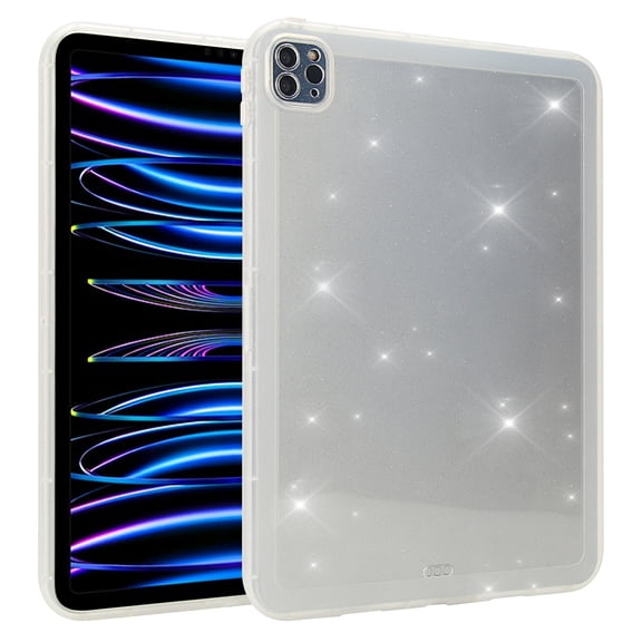 Dteck Case for iPad Air 11-Inch M2 (2024), iPad Air 5th Generation / iPad Air 4th Generation 10.9 Inch Shockproof Cover with Glitter Translucent Back Shell,Glitter White