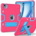 thumbnail image 1 of Dteck Case for iPad Air 11 Inch M3 2025 / M2 2024 Release with Kickstand/Military Grade Heavy Duty Hard Shockproof Soft Silicone Rugged Hybrid Three Layer Protective Stand Cover, Rose+Blue, 1 of 7