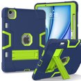 thumbnail image 1 of Dteck Case for iPad Air 11 Inch M3 2025 / M2 2024 Release with Kickstand/Military Grade Heavy Duty Hard Shockproof Soft Silicone Rugged Hybrid Three Layer Protective Stand Cover, Navy+Chartreuse, 1 of 7
