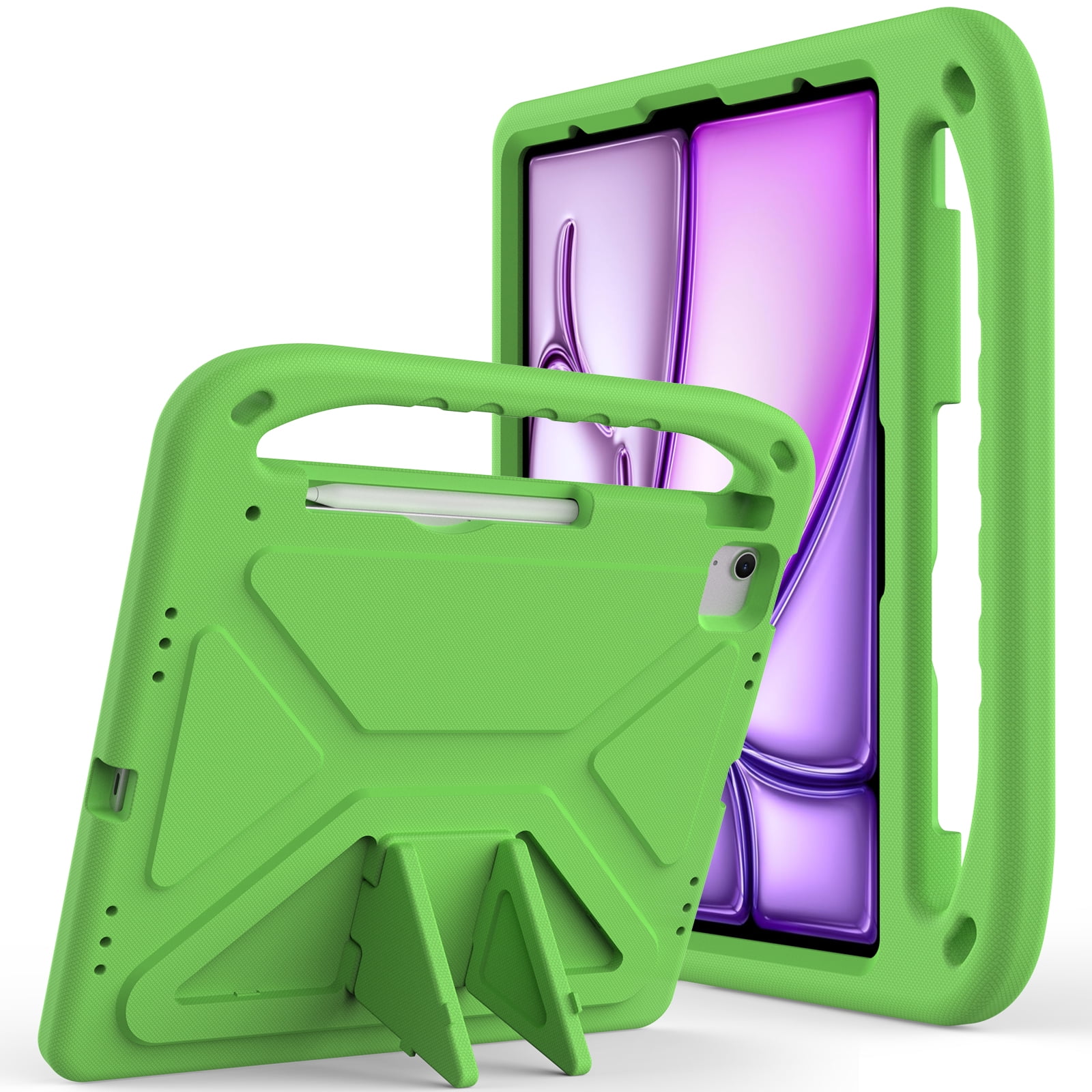Dteck Case for iPad Air 11 Inch (M3/M2) 2025/2024, iPad Air 11 Inch Kids Case with Kickstand and Pencil Holder for Pencil Pro/USB-C, Lightweight EVA Shockproof Protective Cover for Boys Girls,Green