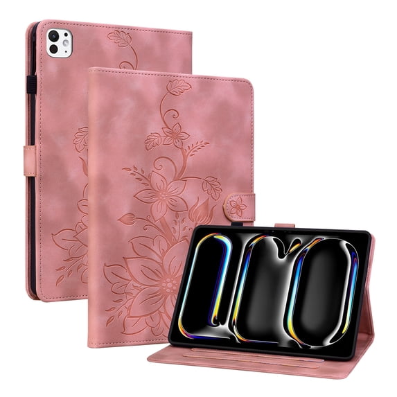 Dteck Case for iPad Air 11 inch 2024/Air 5th/4th Gen/iPad Pro 11" 2022/2021/2020/2018, PU Leather Magnetic Closure Protective Folio Stand Cover with Pencil Holder Multiple Viewing Angles,,Pink