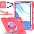 thumbnail image 1 of Dteck Case for iPad Air 11 inch 2025/2024,Heavy Duty Silicone Case 3-Layer Protection Shockproof Kickstand Cover with Pencil Holder/Hand Strap/Shoulder Strap for iPad Air 11-in. M3/M2,Red+Purple, 1 of 9