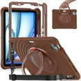 thumbnail image 1 of Dteck Case for iPad Air 11 inch 2025/2024,Heavy Duty Silicone + PC Case Built-in Pencil Holder Shockproof Handle Grip Kickstand Cover with Shouldler Strap for iPad Air 11-in. M3/M2,Chocolate, 1 of 9
