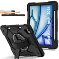 thumbnail image 1 of Dteck Case for iPad Air 11 inch 2025/2024 (M3/M2) with Pencil Holder, Shockproof Silicone + PC 3 Layer Protection Case Heavy Duty 360° Rotating Hand Strap Kickstand Cover,Black, 1 of 5