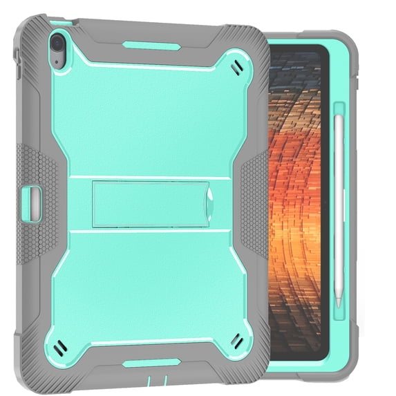Dteck Case for iPad Air 11-inch (M2) 2024, iPad Air 11 Inch Case with Kickstand and Pencil Holder, Heavy Duty Shockproof Protective Cover for Kids,Green