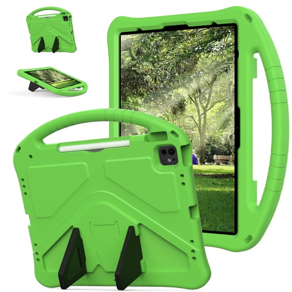 Dteck Case for iPad Air 13 Inch 2025/2024, for iPad Air 6th Generation Case 2024 13", Lightweight EVA Shockproof Handle Cover with Kickstand for iPad Pro 13" (2024) / Pro 12.9" (2022-2018),Green