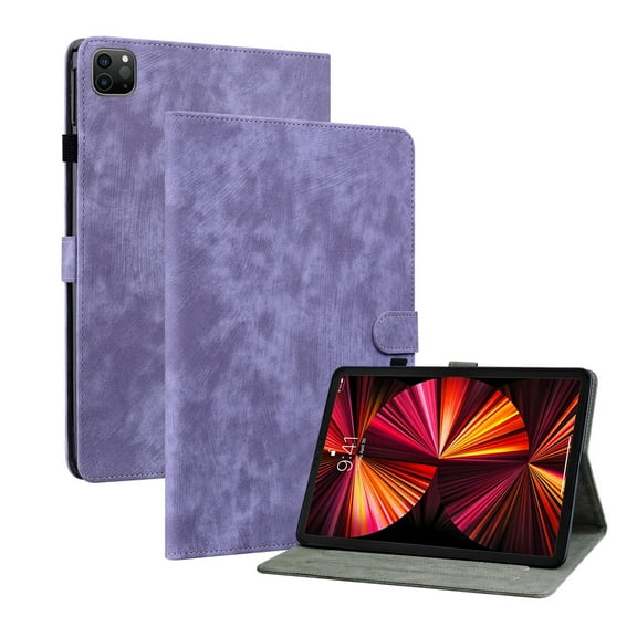 Dteck Case for iPad Air 13 inch 2024 or iPad Pro 12.9 6th/5th/4th/3rd Generation 2022/2021/2020/2018, Embossed PU Leather Folio Auto Sleep/Wake Cover, Multi-Angle Viewing Stand,Purple
