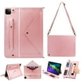 thumbnail image 1 of Dteck Case for iPad Air 13 inch 2024/iPad Pro 12.9" 2022/2021/2020,Folio Stand PU Leather Cover with Hand Strap, Crossbody Protective Case w/Pen Holder Card Slots Envelope Pocket Wallet Case,Rosegold, 1 of 8