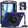 thumbnail image 1 of Dteck Case for iPad Air 13 inch 2025/2024,Heavy Duty Armor Shockproof Kids Case with Rotating Stand & Hand/Shoulder Strap for iPad Air 13-in. M3/M2,Navyblue, 1 of 7