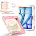 thumbnail image 1 of Dteck Case for iPad Air 13 inch 2025/2024 (M3/M2) with Pencil Holder, Shockproof Silicone + PC 3 Layer Protection Case Heavy Duty 360° Rotating Hand Strap Kickstand Cover,Pink+White, 1 of 8