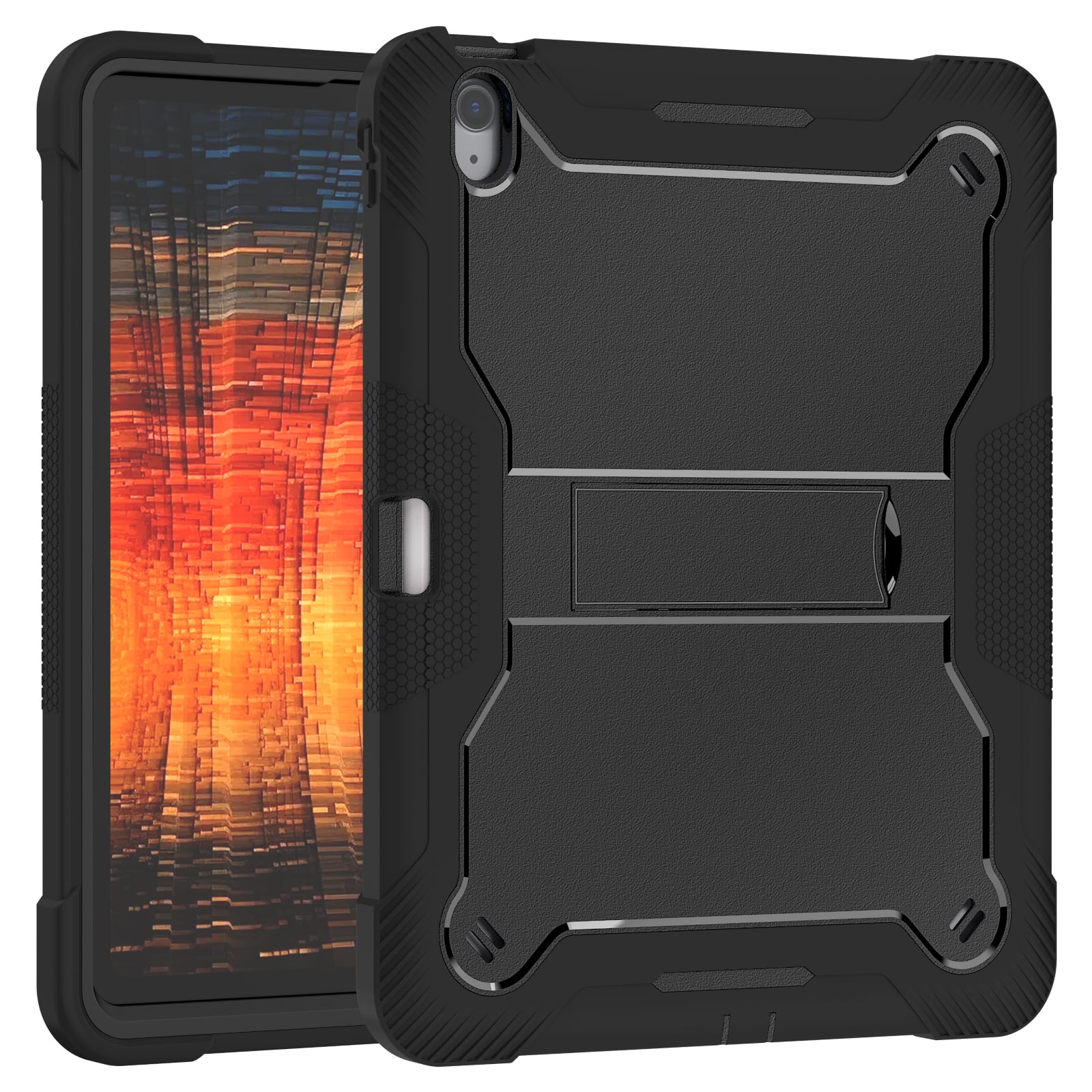 Dteck Case for iPad Air 13-inch (M2) 2024, iPad Air 13 Inch Case with Kickstand and Pencil Holder, Heavy Duty Shockproof Protective Cover for Kids,Black