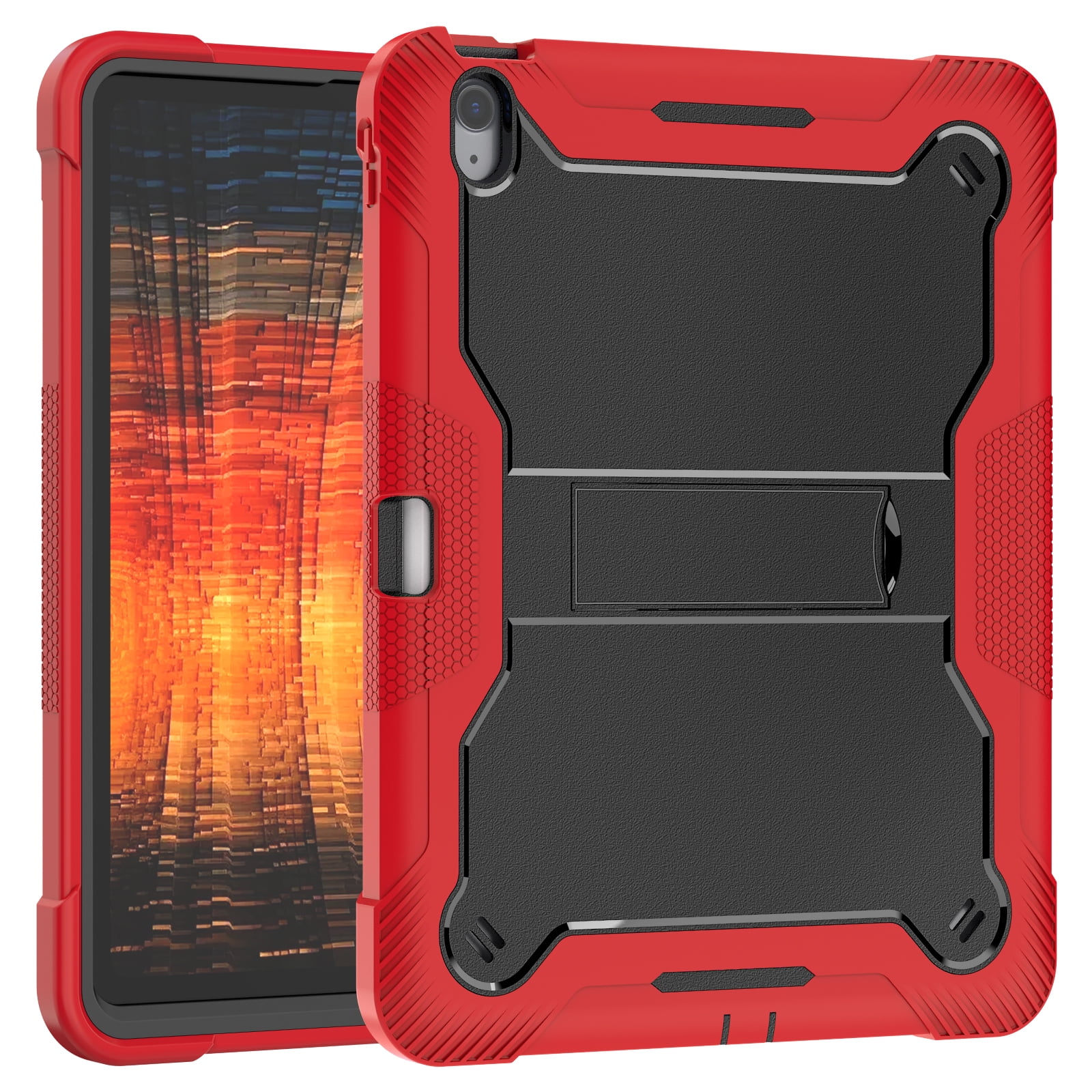 Dteck Case for iPad Air 13-inch (M2) 2024, iPad Air 13 Inch Case with Kickstand and Pencil Holder, Heavy Duty Shockproof Protective Cover for Kids,Red
