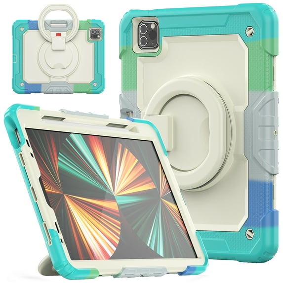 Dteck Case for iPad Air 5th/4th Gen 10.9-inch 2022/2020,iPad Pro 11-inch 2021/2020/2018 Case,Shockproof Rubber Hybrid Handle Kickstand Heavy Duty Cover with Screen Preotector,Blue/Colorful