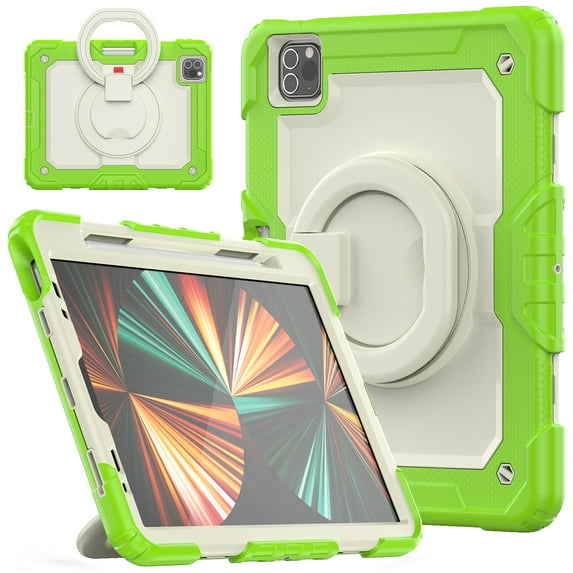 Dteck Case for iPad Air 5th/4th Gen 10.9-inch 2022/2020,iPad Pro 11-inch 2021/2020/2018 Case,Shockproof Rubber Hybrid Handle Kickstand Heavy Duty Cover with Screen Preotector,Lime