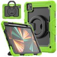 thumbnail image 1 of Dteck Case for iPad Air 5th 4th Generation 10.9-inch,iPad Pro 11-inch 2021/2020/2018 Shockproof Rubber Heavy Duty 3-Layer Protection Armor Kickstand Case Handle Cover,Green, 1 of 9