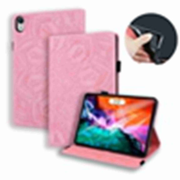 Dteck Case for iPad Mini 6 2021 (6th Gen.), Embossed Floral Wallet Card Leather Folio Stand Protective Cover with Multi-Angle Viewing, Functional Elastic Strap for iPad Mini 6th Gen 8.3 Inch - Pink