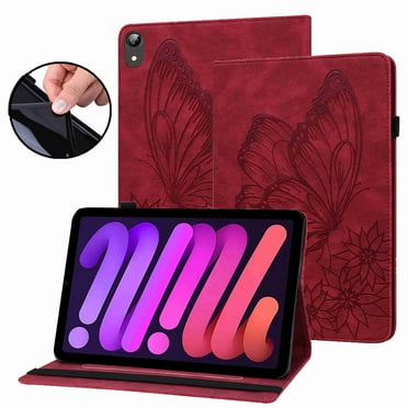 Dteck Case for iPad Mini 6 2021 (6th Gen), Premium PU Leather Folio Stand Protective Wallet Cover with Multi-Angle Viewing & Pencil Holder, Elastic Strap for iPad Mini 6th Gen 8.3 Inch - Red