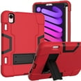 thumbnail image 1 of Dteck Case for iPad Mini 7 A17 Pro 2024 / iPad Mini 6 2021 8.3 Inch, Heavy Duty Silicone+PC Shockproof Rugged Protective Case Stand Cover for iPad Mini 7th/6th Generation 8.3",Red+Black, 1 of 6