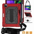 thumbnail image 1 of Dteck Case For iPad Pro 11 2nd Gen 2020 & 1st Gen 2018, Heavy Duty Rugged Drop Proof Shockproof Hybrid Armor Case with Stand Pencil Holder Hand Strap Shoulder Strap, Red+Black, 1 of 8