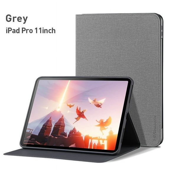 Dteck Case for iPad Pro 11 Inch 2nd/3rd Generation 2021/2020/2018, Premium PU Leather Folio Stand Cover Smart Auto Wake/Sleep and Multiple Viewing Angles, Gray