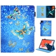 thumbnail image 1 of Dteck Case for iPad Pro 11-in. (M4) 2024,Magnetic Smart Pattern Leather Card Slots Wallet Case Shockproof Rubber Kickstand Cover for iPad Pro 11" 2024,Blue/Gold Butterfly, 1 of 6