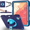 thumbnail image 1 of Dteck Case for iPad Pro 11 inch 2024,Heavy Duty Silicone Case 3-Layer Protection Shockproof Kickstand Cover with Pencil Holder/Hand Strap/Shoulder Strap for iPad Pro 11-in. (M4) 2024,Navyblue, 1 of 9