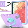thumbnail image 1 of Dteck Case for iPad Pro 11 inch 2024,Heavy Duty Silicone Case 3-Layer Protection Shockproof Kickstand Cover with Pencil Holder/Hand Strap/Shoulder Strap for iPad Pro 11-in. (M4) 2024,Purple+Green, 1 of 9