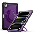 thumbnail image 1 of Dteck Case for iPad Pro 11 inch 2024, Heavy Duty Silicone Case Shockproof Hard PC Protective 360°Rotating Hand Grip Stand Cover with Shoulder Strap for iPad Pro 11-in. (M4) 2024, Purple, 1 of 9