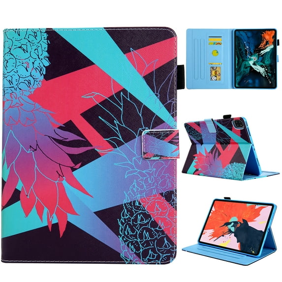 Dteck Case for iPad Pro 11 inch 2024,Magntic Leather Smart Pattern Case Card Pocket Wallet Shockproof Rubber Kickstand Cover for iPad Pro 11" 2024,Colorful Pineapple