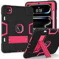 thumbnail image 1 of Dteck Case for iPad Pro 11 inch 2024,Shockproof Silicone + PC 3-Layer Protection Kickstand Case Heavy Duty Cover for iPad Pro 11-in. (M4) 2024,Black+Rose, 1 of 7