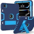 thumbnail image 1 of Dteck Case for iPad Pro 11 inch 2024,Shockproof Silicone + PC 3-Layer Protection Kickstand Case Heavy Duty Cover for iPad Pro 11-in. (M4) 2024,Navy+Blue, 1 of 7