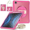 thumbnail image 1 of Dteck Case for iPad Pro 12.9-inch 3rd/4th/5th/6th Generation (2018/2020/2021/2022),Military Grade Shockproof Silicone Cover 360° Rotatable Stand- Shoulder Strap- Handle- Pencil Holder,Rose, 1 of 8