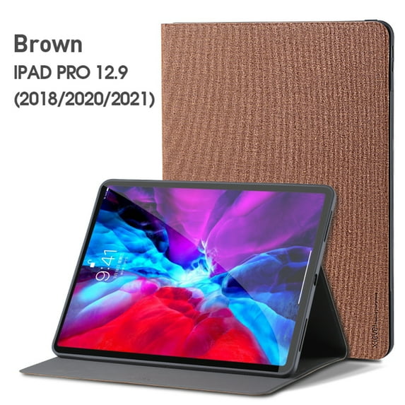 Dteck Case for iPad Pro 12.9-inch 5th/4th/3th Gen,Shockproof Leather Smart Hybrid Rubber Kickstand Folio Flip Case Protective Slim Cover For iPad Pro 12.9" 2021/2020/2018,Brown