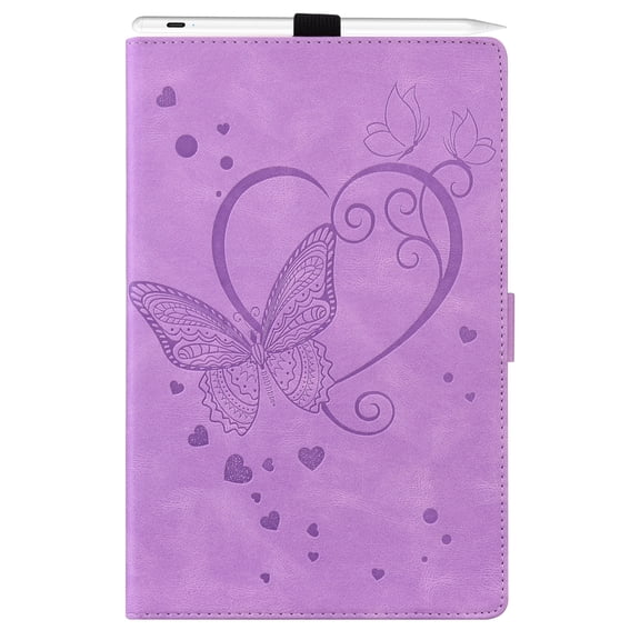 Dteck Case for iPad Pro 13 Inch 2024,Smart Magnetic Leather Butterfly Pattern Card Holder Wallet Hybrid Rubber Kickstand Case Cover for iPad Pro 13" (M4) 2024,Purple
