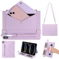 thumbnail image 1 of Dteck Case for iPad Pro 13" (M4) 2024, Slim 3D Embossed PU Leather Business Protective Case with Pencil Holder Envelope Pocket Hand Strap Holder Crossbody iPad Case for iPad Pro 13-inch 2024,Purple, 1 of 9
